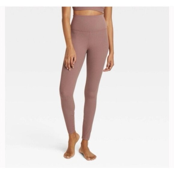 All in Motion Large Light Brown Everyday Soft High Rise 7/8 Ribbed Leggings - Picture 1 of 14